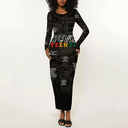 Juneteenth Black History Long Sleeve Bodycon Dress Inspirational Quotes Collage