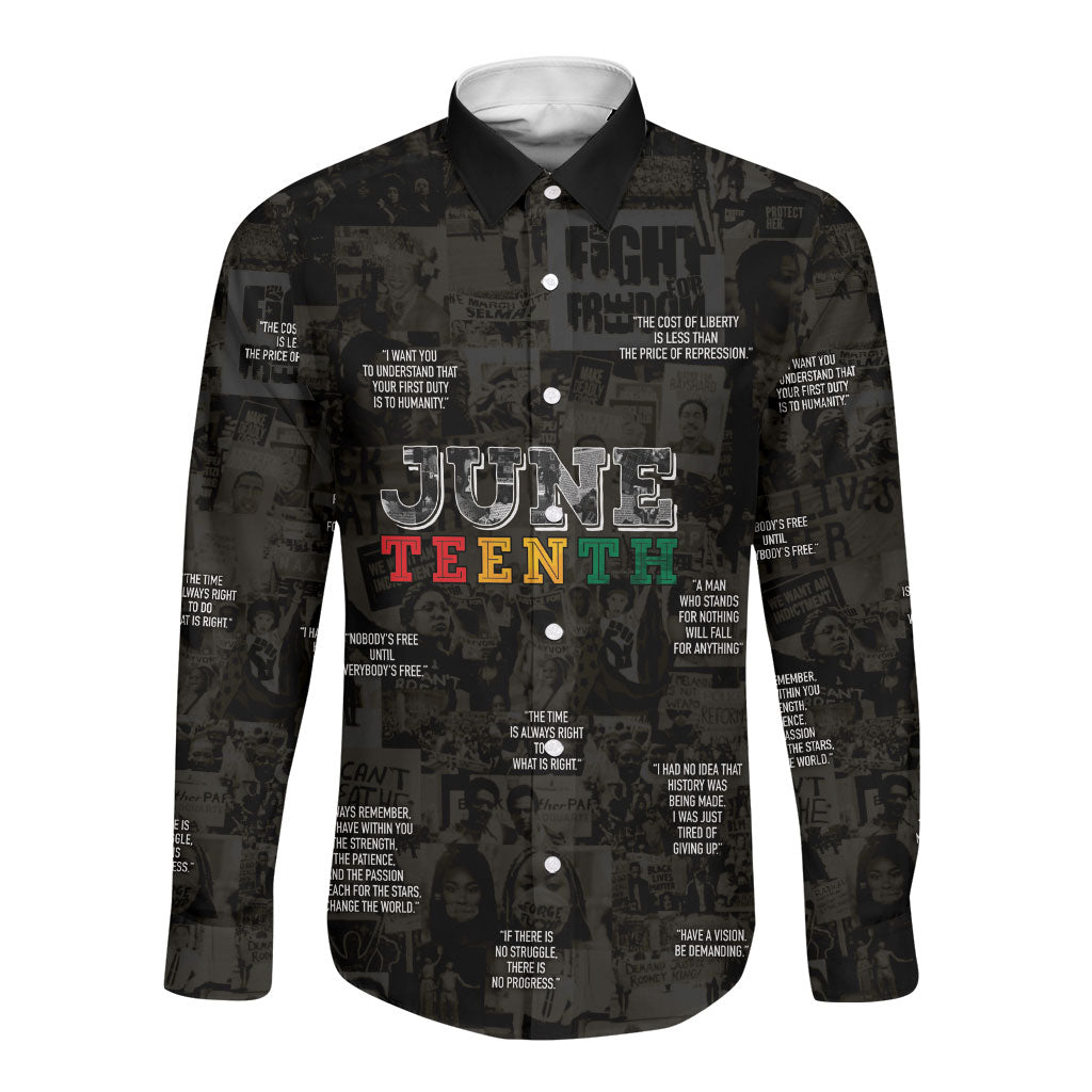 Juneteenth Black History Long Sleeve Button Shirt Inspirational Quotes Collage