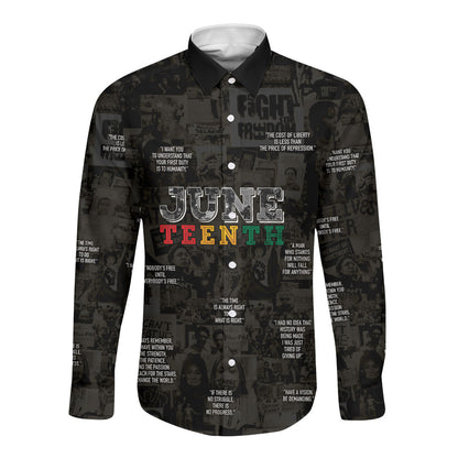 Juneteenth Black History Long Sleeve Button Shirt Inspirational Quotes Collage
