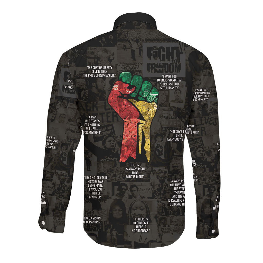 Juneteenth Black History Long Sleeve Button Shirt Inspirational Quotes Collage