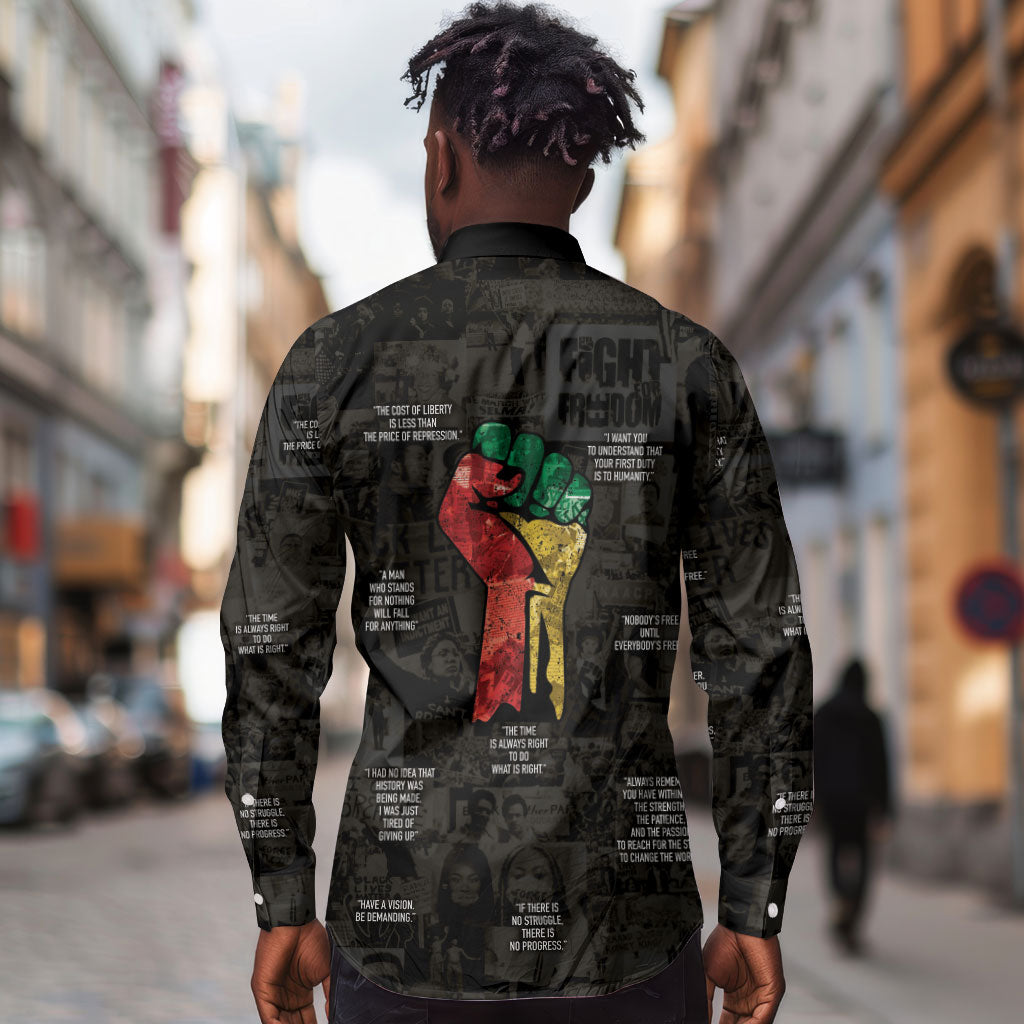 Juneteenth Black History Long Sleeve Button Shirt Inspirational Quotes Collage