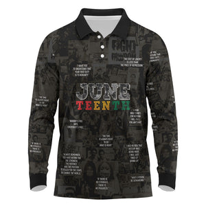 Juneteenth Black History Long Sleeve Polo Shirt Inspirational Quotes Collage