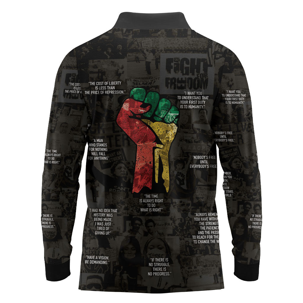 Juneteenth Black History Long Sleeve Polo Shirt Inspirational Quotes Collage