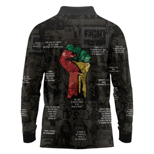 Juneteenth Black History Long Sleeve Polo Shirt Inspirational Quotes Collage