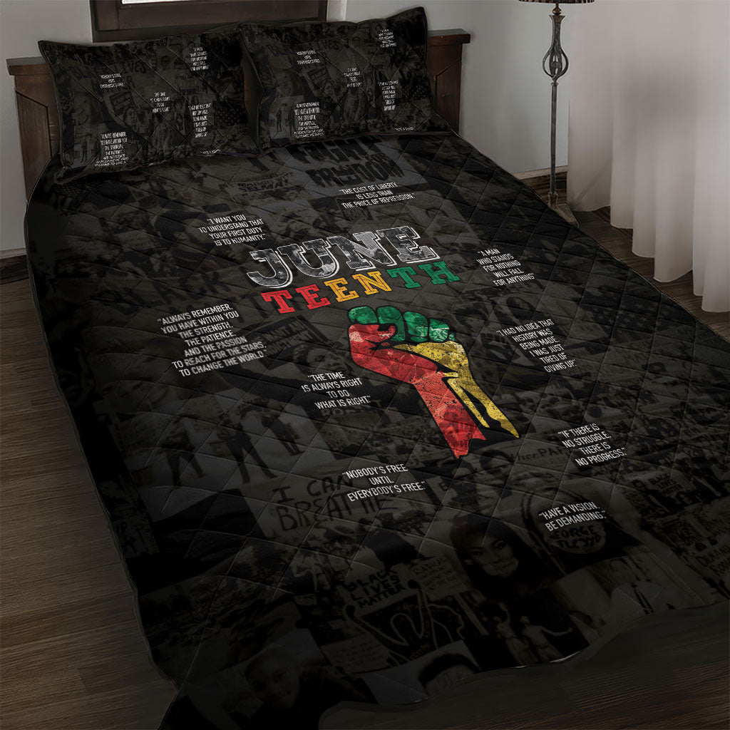 Juneteenth Black History Quilt Bed Set Inspirational Quotes Collage