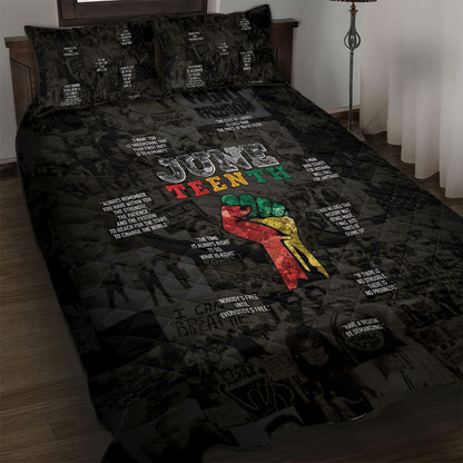 Juneteenth Black History Quilt Bed Set Inspirational Quotes Collage