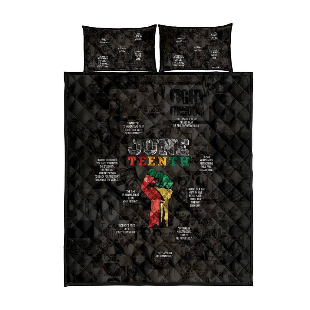 Juneteenth Black History Quilt Bed Set Inspirational Quotes Collage