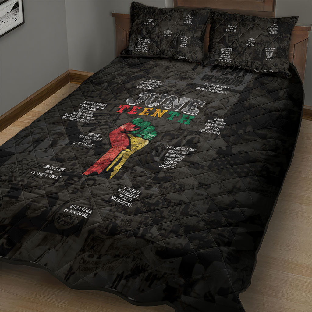 Juneteenth Black History Quilt Bed Set Inspirational Quotes Collage