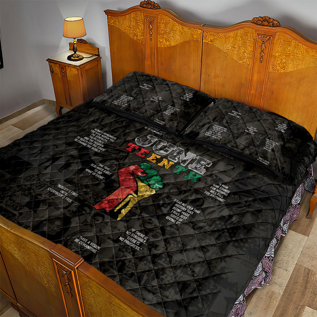 Juneteenth Black History Quilt Bed Set Inspirational Quotes Collage