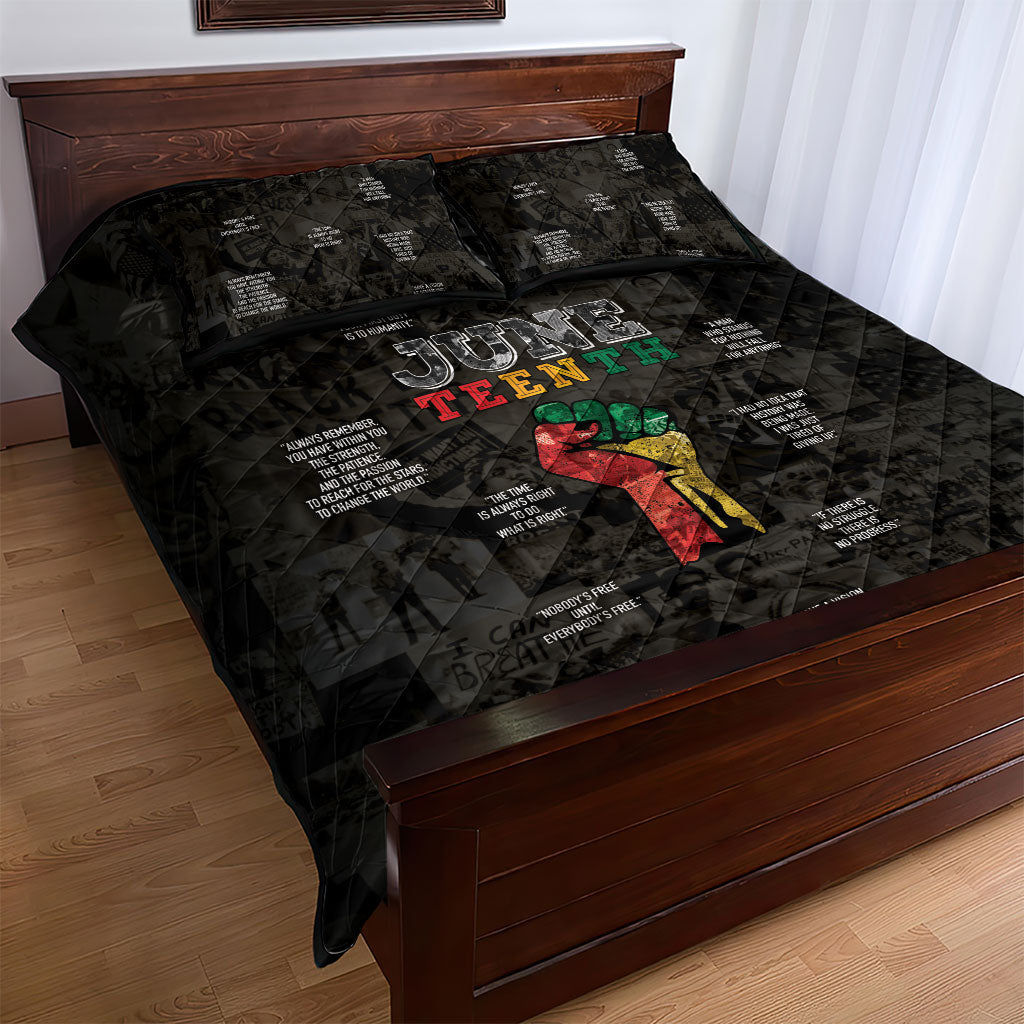 Juneteenth Black History Quilt Bed Set Inspirational Quotes Collage
