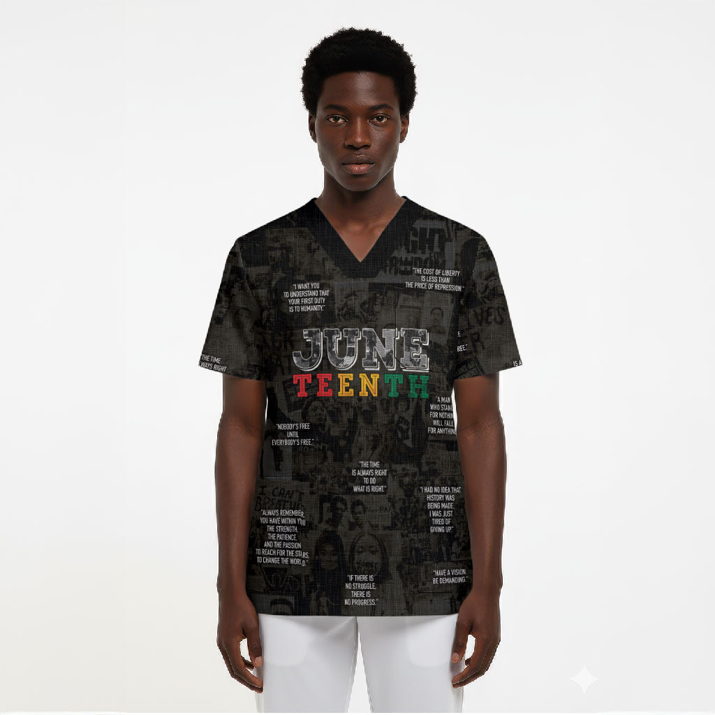 Juneteenth Black History Scrub Top Inspirational Quotes Collage