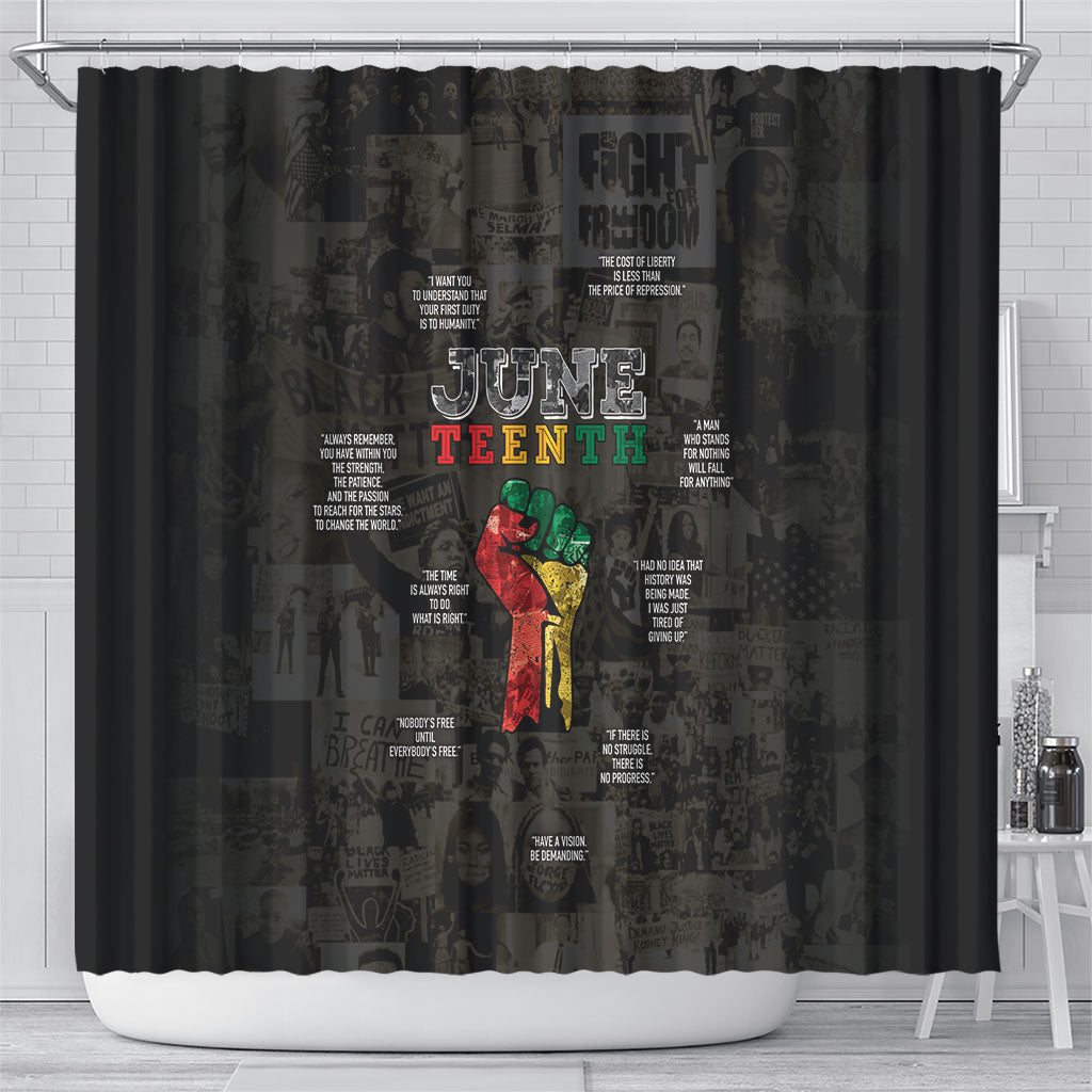 Juneteenth Black History Shower Curtain Inspirational Quotes Collage