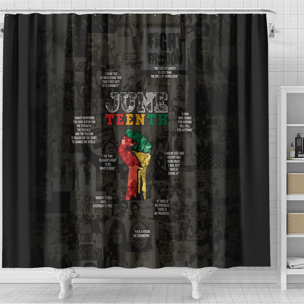 Juneteenth Black History Shower Curtain Inspirational Quotes Collage