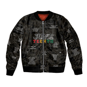 Juneteenth Black History Sleeve Zip Bomber Jacket Inspirational Quotes Collage