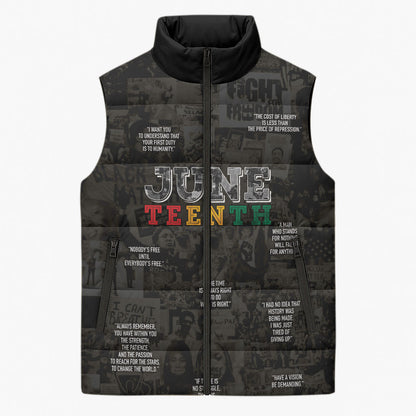 Juneteenth Black History Sleeveless Puffer Jacket Inspirational Quotes Collage