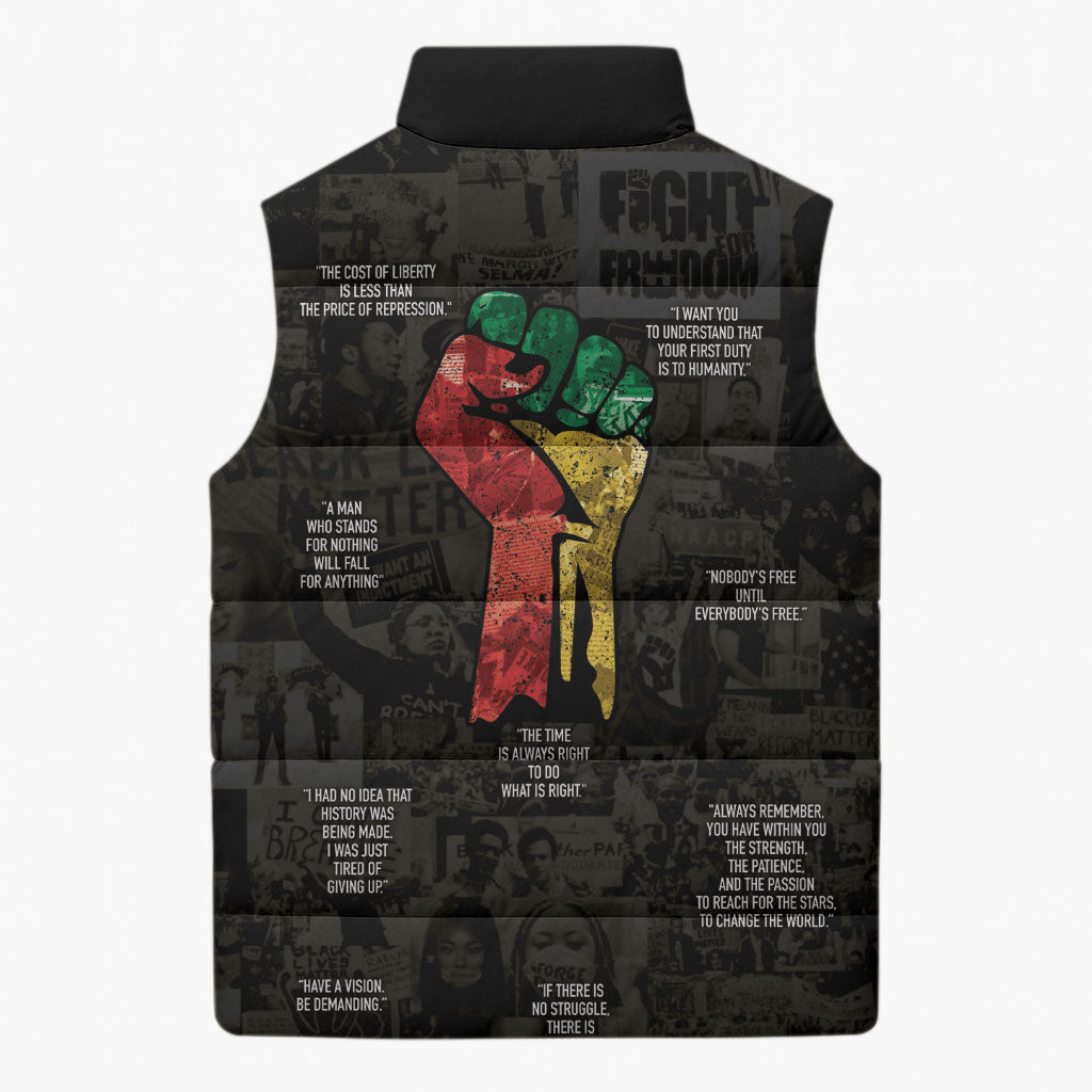 Juneteenth Black History Sleeveless Puffer Jacket Inspirational Quotes Collage