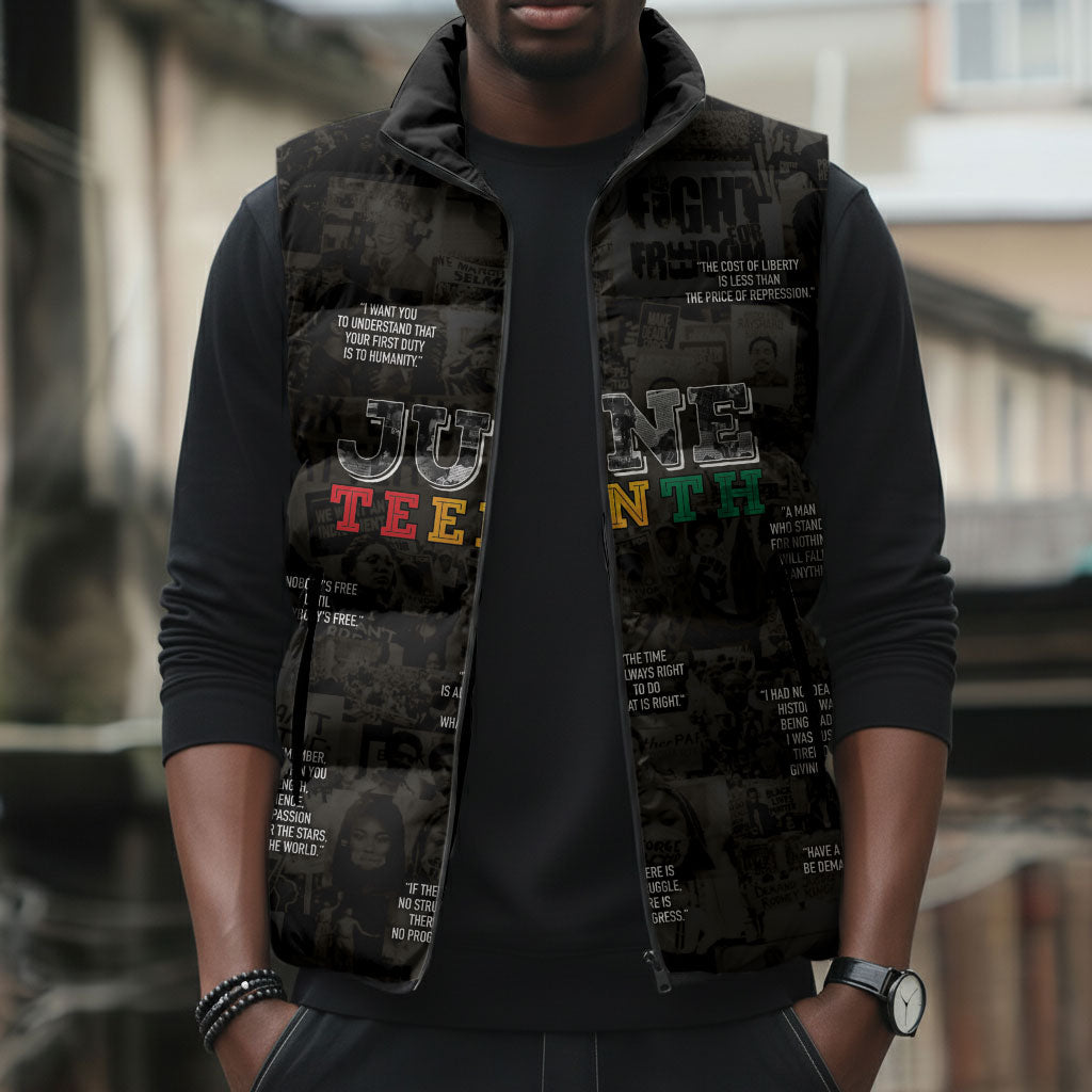 Juneteenth Black History Sleeveless Puffer Jacket Inspirational Quotes Collage