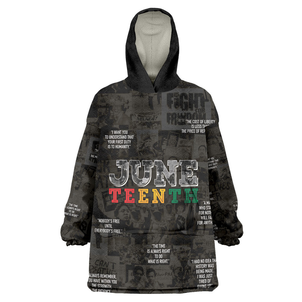 Juneteenth Black History Wearable Blanket Hoodie Inspirational Quotes Collage
