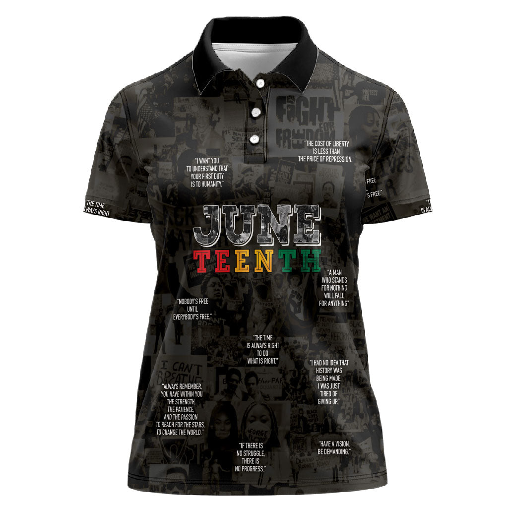 Juneteenth Black History Women Polo Shirt Inspirational Quotes Collage