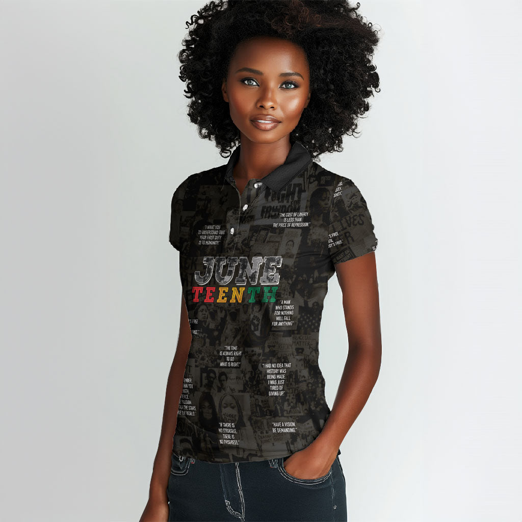 Juneteenth Black History Women Polo Shirt Inspirational Quotes Collage