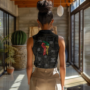 Juneteenth Black History Women Sleeveless Polo Shirt Inspirational Quotes Collage