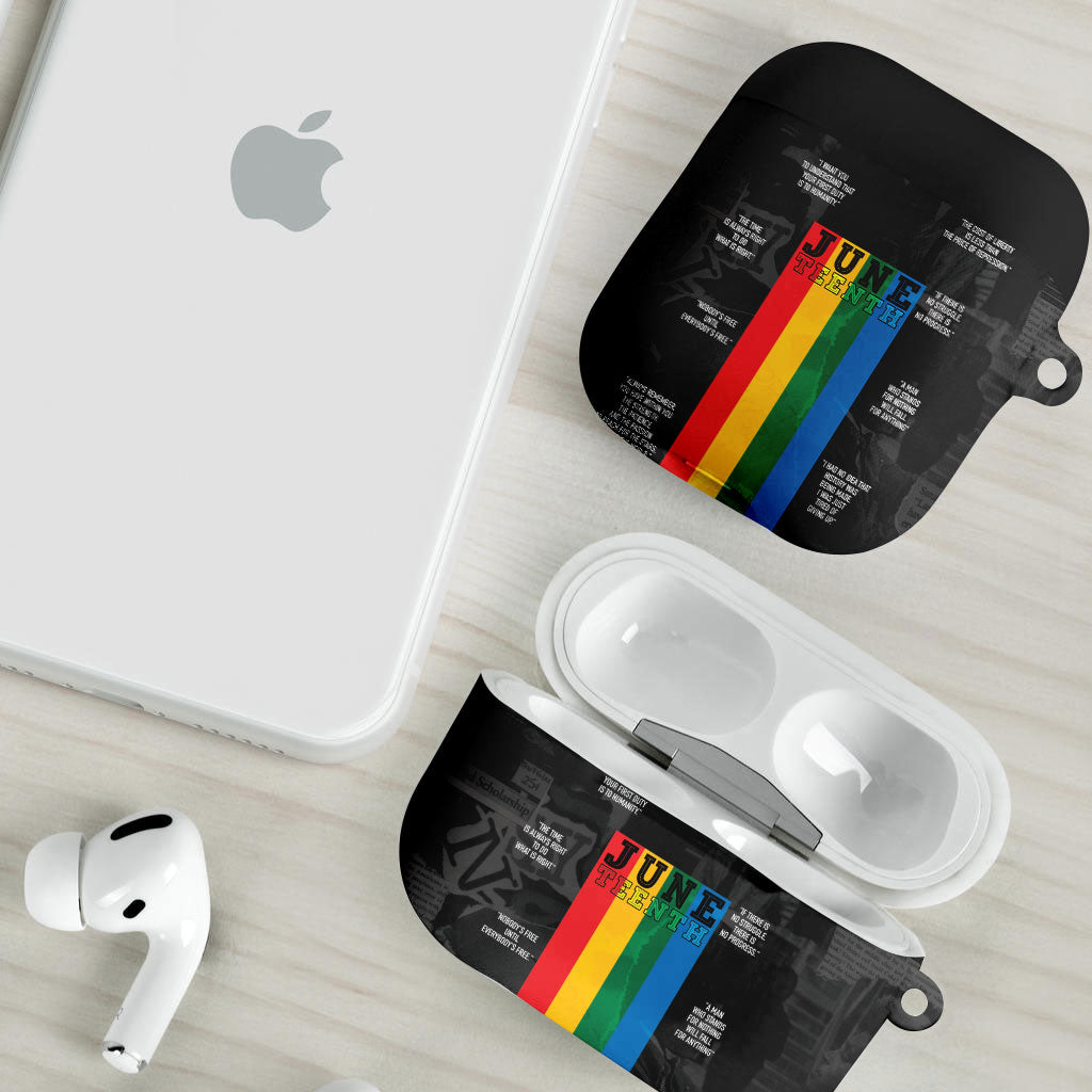Juneteenth 2026 Black History AirPods Case Freedom Quotes Collage