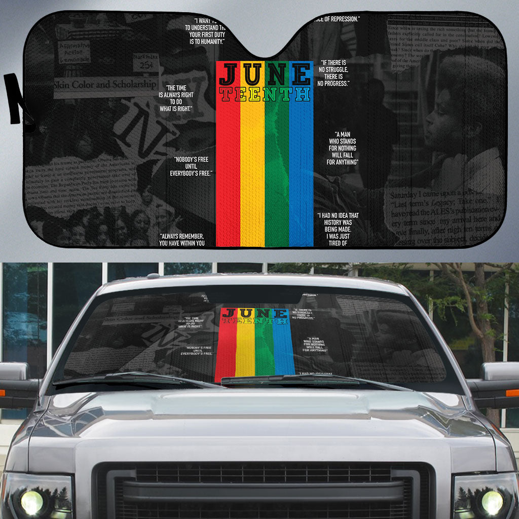 Juneteenth 2026 Black History Auto Sun Shade Freedom Quotes Collage