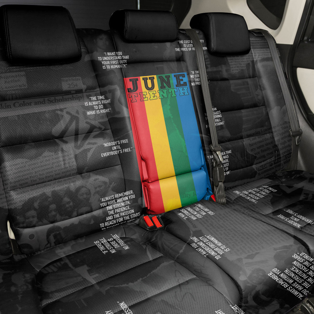 Juneteenth 2026 Black History Back Car Seat Cover Freedom Quotes Collage