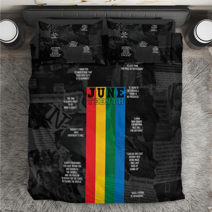 Juneteenth 2026 Black History Bedding Set Freedom Quotes Collage
