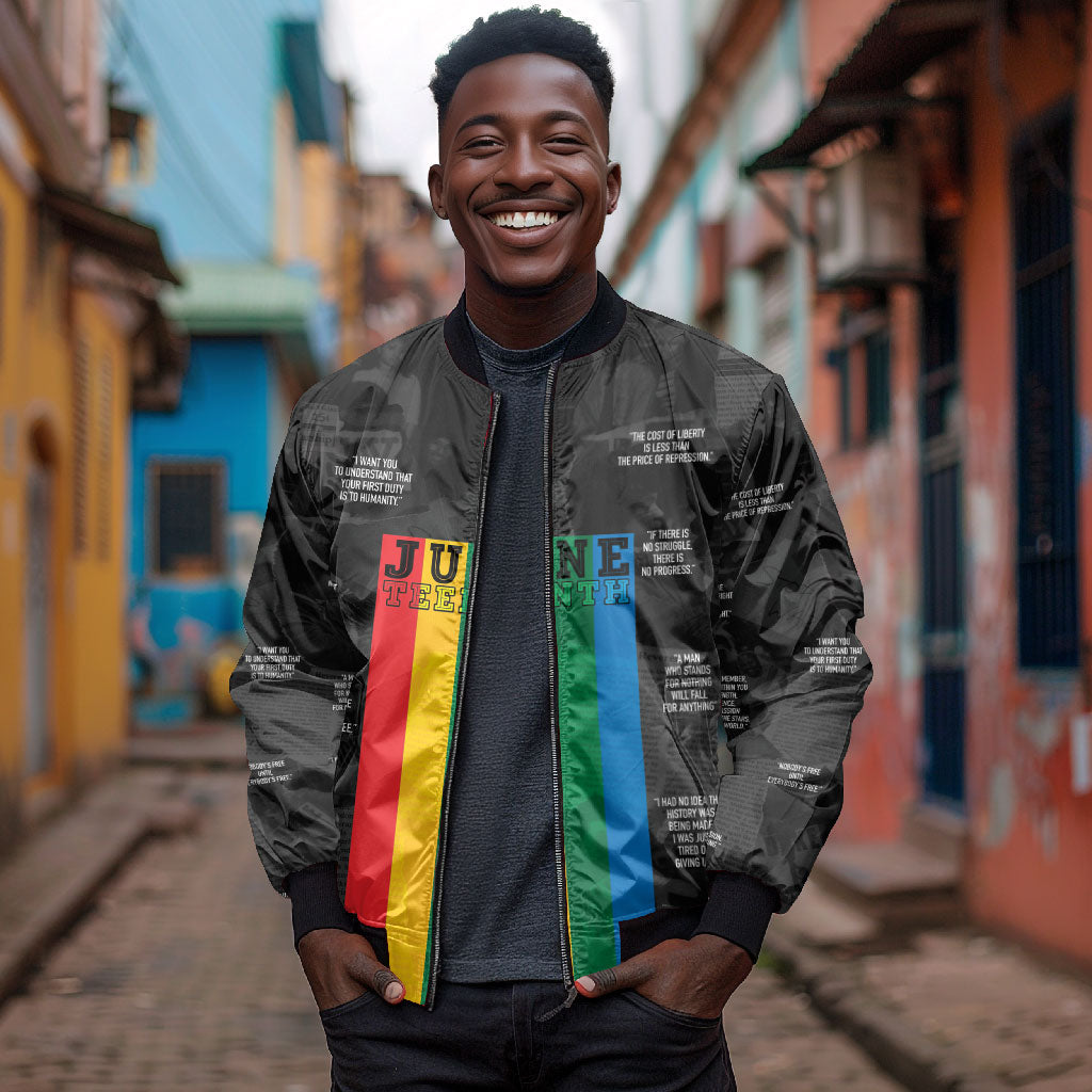Juneteenth 2026 Black History Bomber Jacket Freedom Quotes Collage