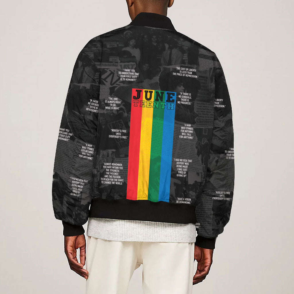 Juneteenth 2026 Black History Bomber Jacket Freedom Quotes Collage