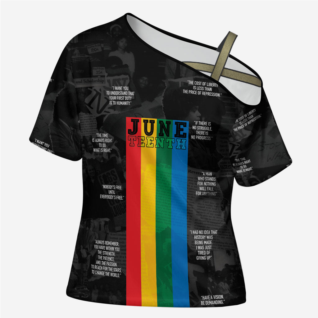 Juneteenth 2026 Black History Cross Shoulder Shirt Freedom Quotes Collage