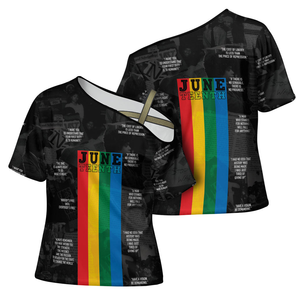 Juneteenth 2026 Black History Cross Shoulder Shirt Freedom Quotes Collage