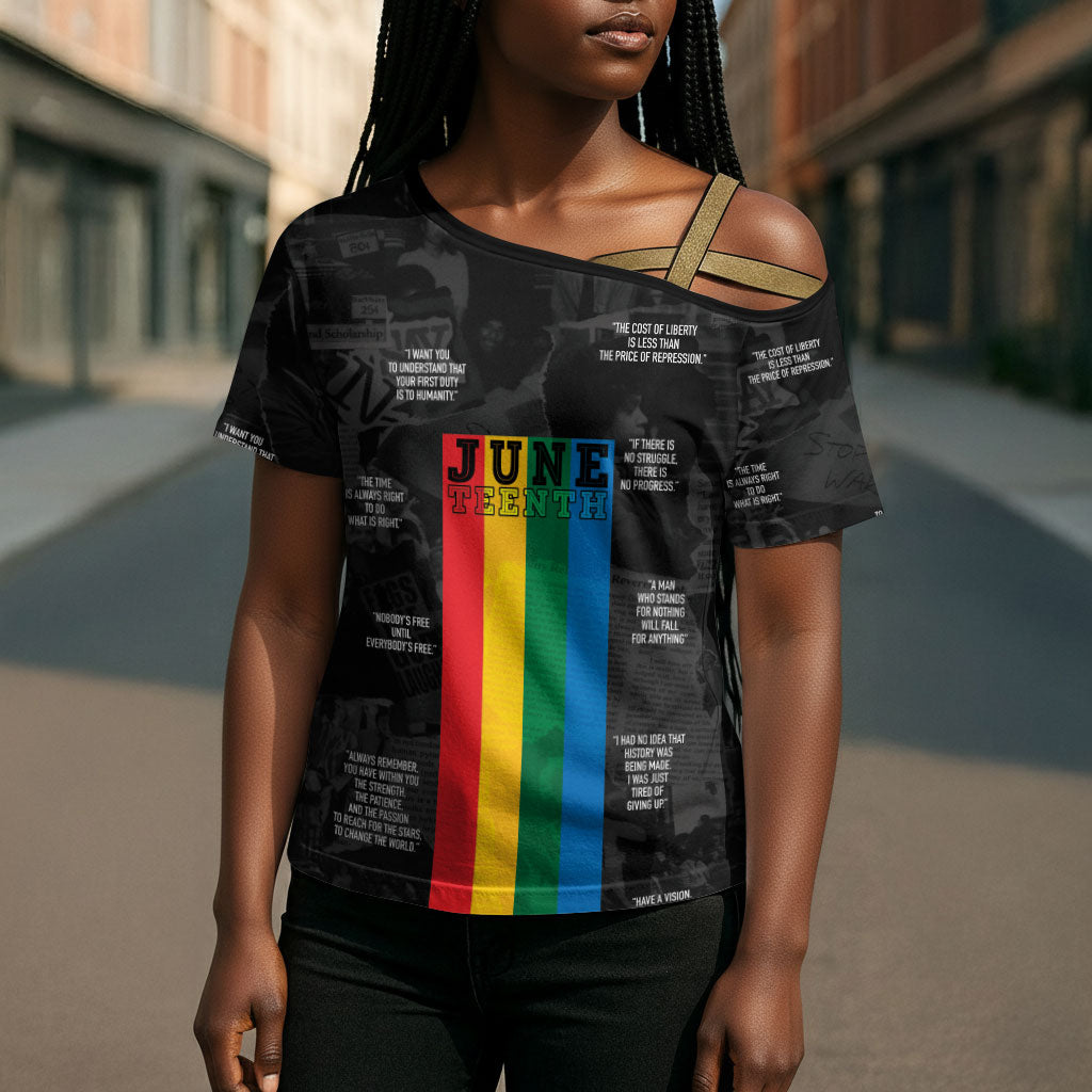 Juneteenth 2026 Black History Cross Shoulder Shirt Freedom Quotes Collage