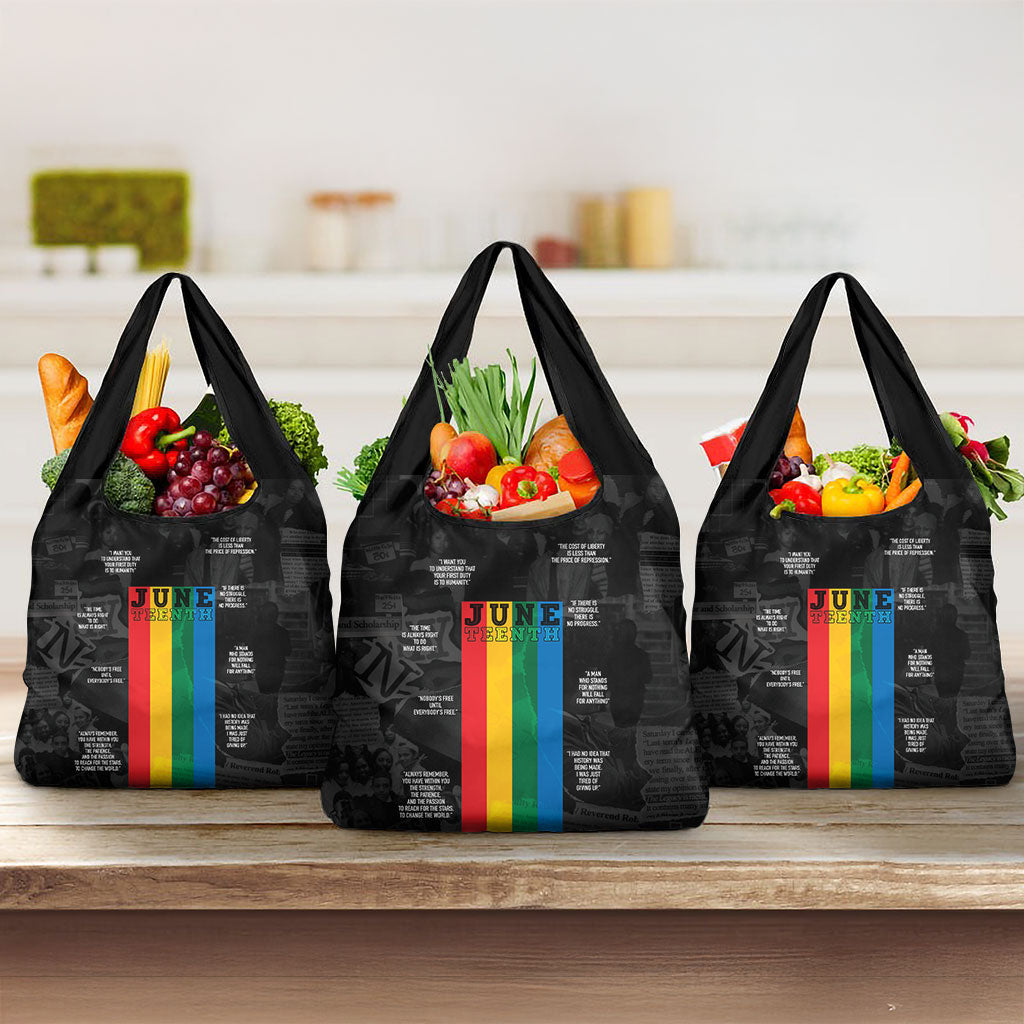 Juneteenth 2026 Black History Grocery Bag Freedom Quotes Collage