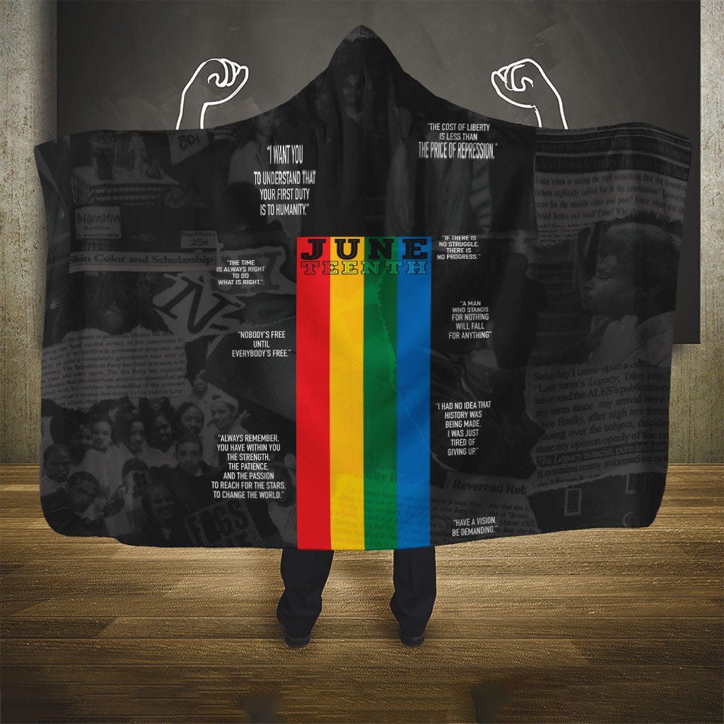 Juneteenth 2026 Black History Hooded Blanket Freedom Quotes Collage