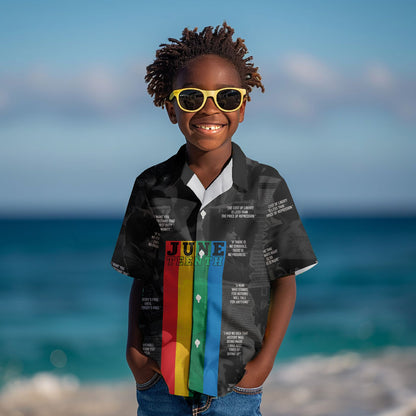 Juneteenth 2026 Black History Kid Hawaiian Shirt Freedom Quotes Collage