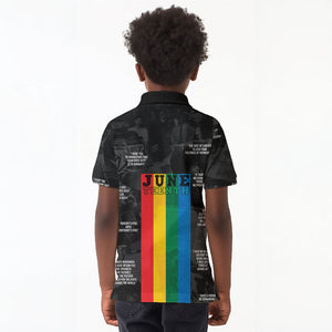 Juneteenth 2026 Black History Kid Polo Shirt Freedom Quotes Collage