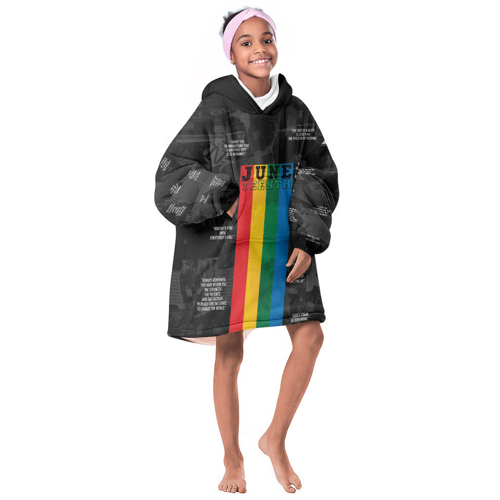 Juneteenth 2026 Black History Kid Wearable Blanket Hoodie Freedom Quotes Collage
