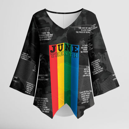 Juneteenth 2026 Black History Kimono Sleeve Blouse Freedom Quotes Collage