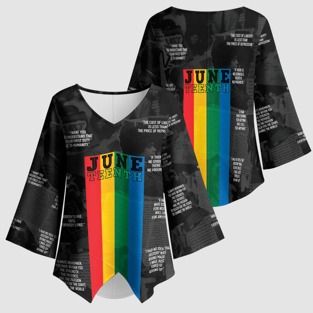 Juneteenth 2026 Black History Kimono Sleeve Blouse Freedom Quotes Collage