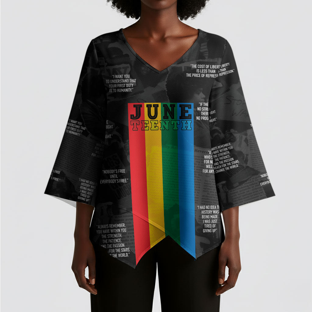 Juneteenth 2026 Black History Kimono Sleeve Blouse Freedom Quotes Collage