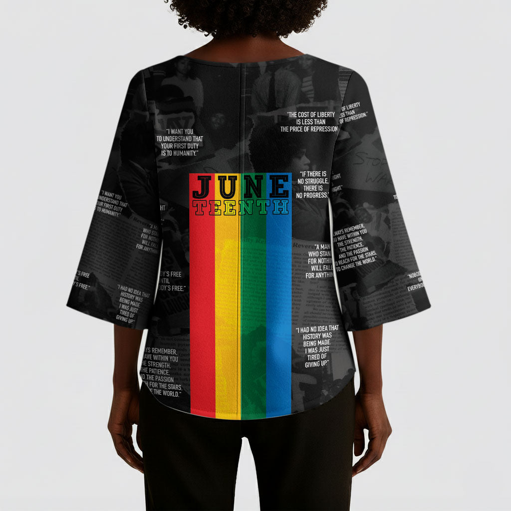 Juneteenth 2026 Black History Kimono Sleeve Blouse Freedom Quotes Collage