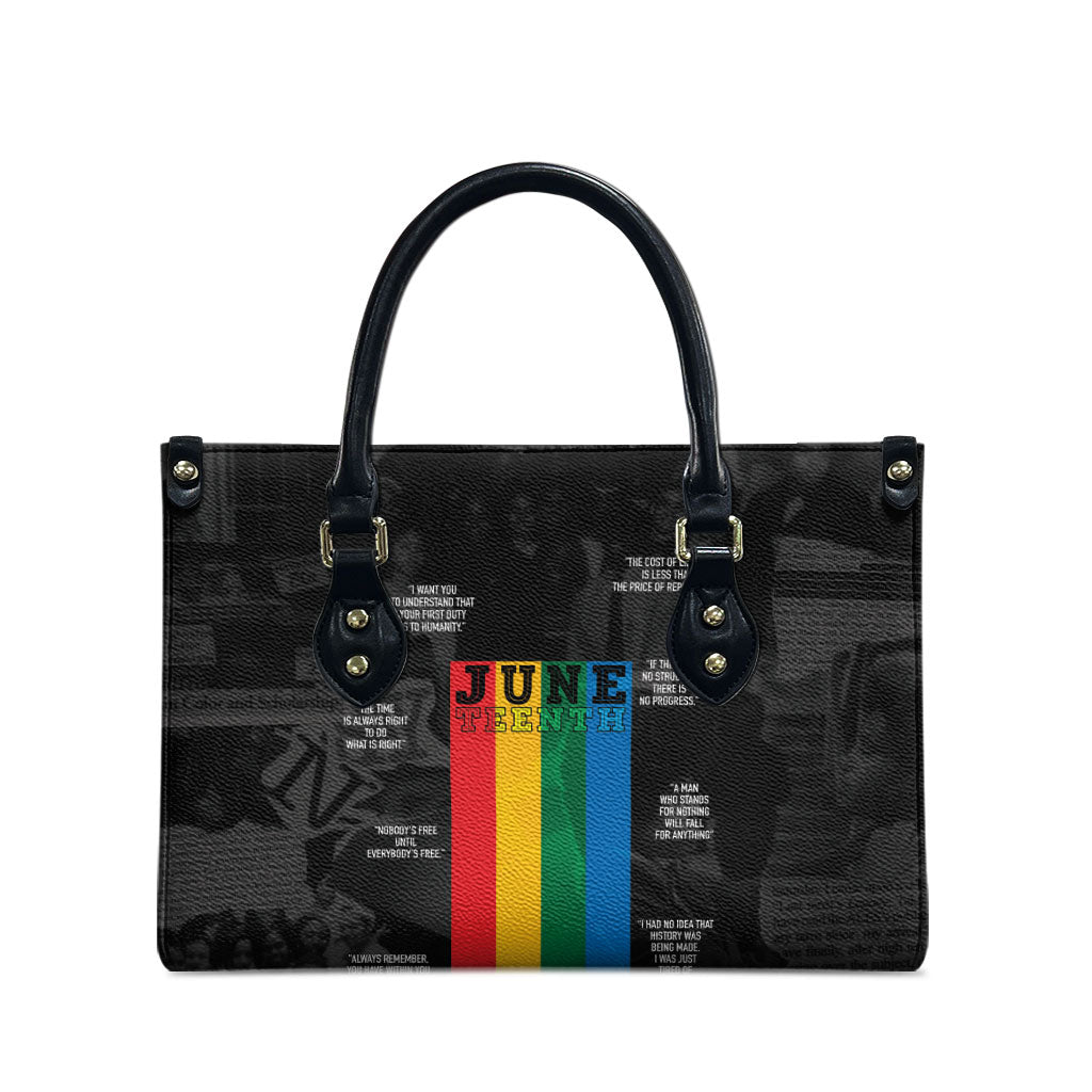 Juneteenth 2026 Black History Leather Bag Freedom Quotes Collage