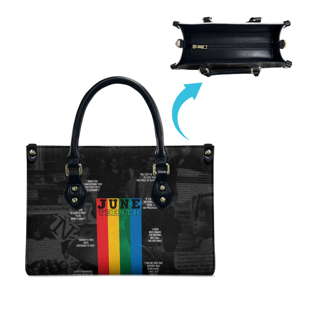 Juneteenth 2026 Black History Leather Bag Freedom Quotes Collage