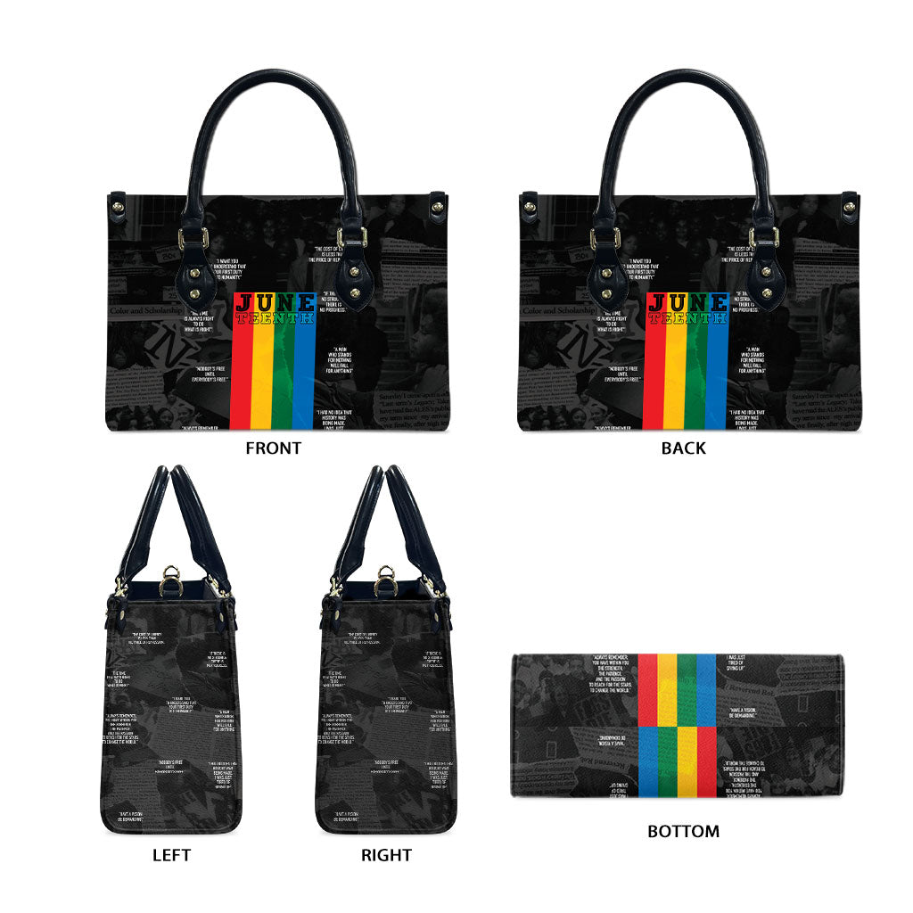 Juneteenth 2026 Black History Leather Bag Freedom Quotes Collage
