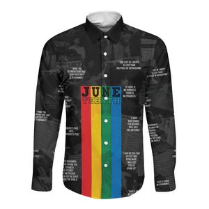 Juneteenth 2026 Black History Long Sleeve Button Shirt Freedom Quotes Collage