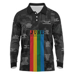 Juneteenth 2026 Black History Long Sleeve Polo Shirt Freedom Quotes Collage