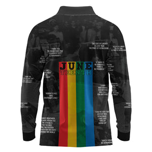 Juneteenth 2026 Black History Long Sleeve Polo Shirt Freedom Quotes Collage