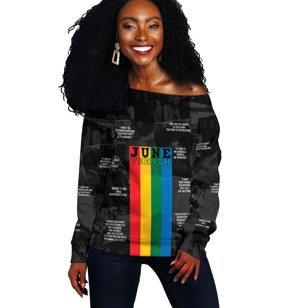 Juneteenth 2026 Black History Off Shoulder Sweater Freedom Quotes Collage
